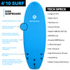 Kids surfboard 4'10 waterkids shortboard foam soft top
