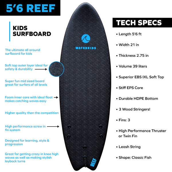 5'6 'REEF' Fish Kids Surfboard – Waterkids Surfboards