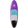 8ft lotus girls paddle board package that includes purple color hardtop paddleboard, light blue adjustable kids size sup paddle, straight blue color ankle leash with padding and velcro as well as padded travel bag for transportation and storage. Winner of the best kids paddle board award and free shipping