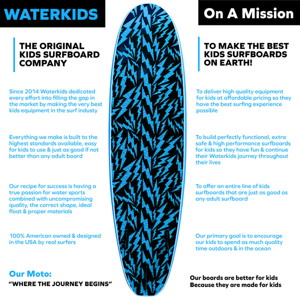 Kids Surfboard & Leash 7ft 'WAVE' - Ocean Blue – Waterkids