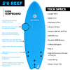 waterkids 5'6 ft reef kids surfboard. foam soft top surfboard built for beginners learning how to surf for the first time 
