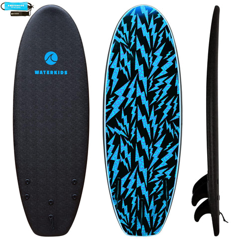 Kids Surfboard & Leash - Midnight Black