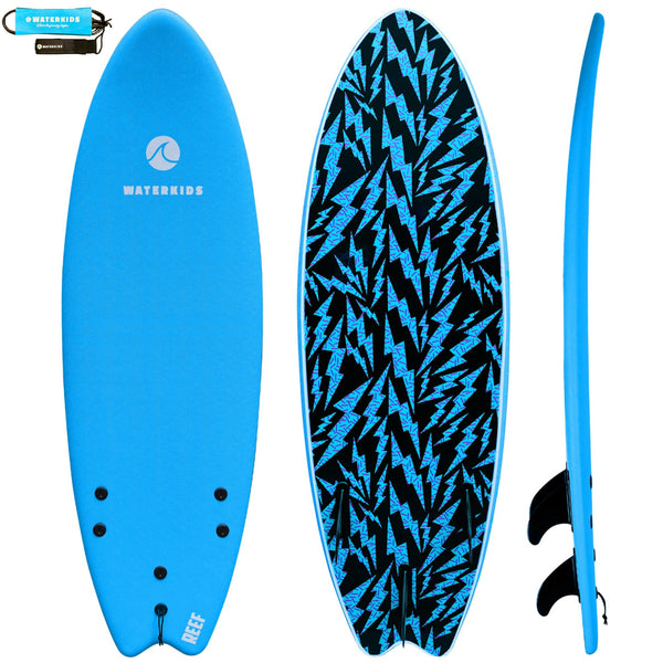 Kids Surfboard & Leash 5'6 'REEF' Ocean Blue