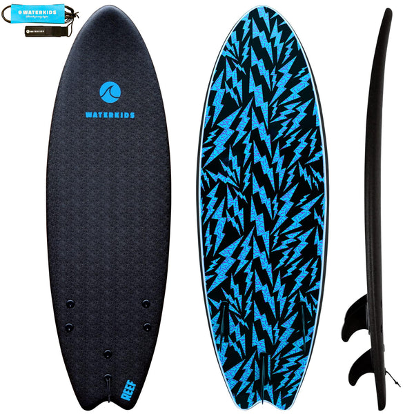 Kids Surfboard & Leash 5'6 'REEF' Midnight Black