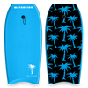 kids bodyboard blue with palm trees on the bottom, waterkids aloha body board for kids