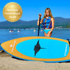 girls paddle board package. Inflatable SUP for kids at the lake on the beach