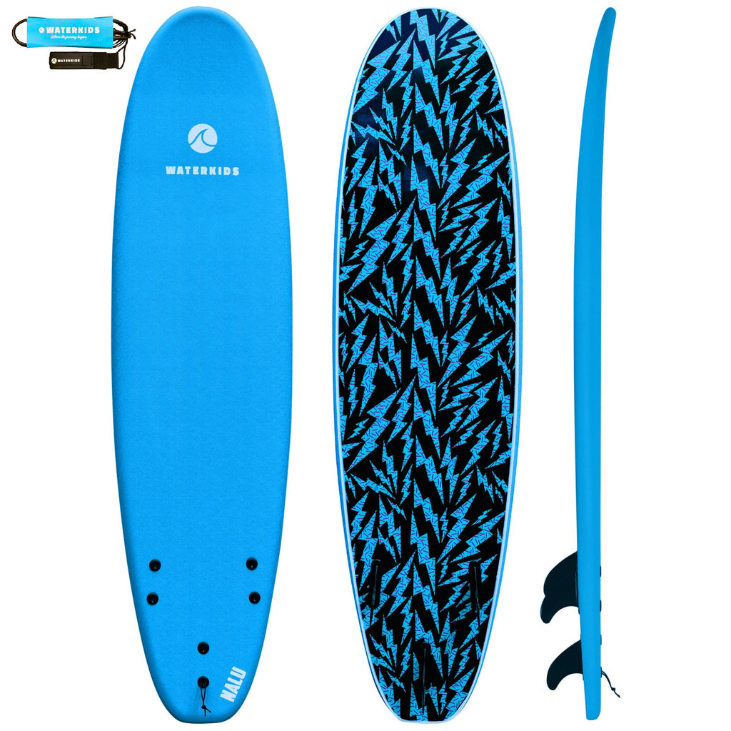 7ft Kids Longboard Surfboard - Ocean Blue