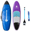 girls paddle board purple color with turquoise traction pad everything you need 8ft supboard, blue paddle, ankle leash for feet & 8ft board bag for travel